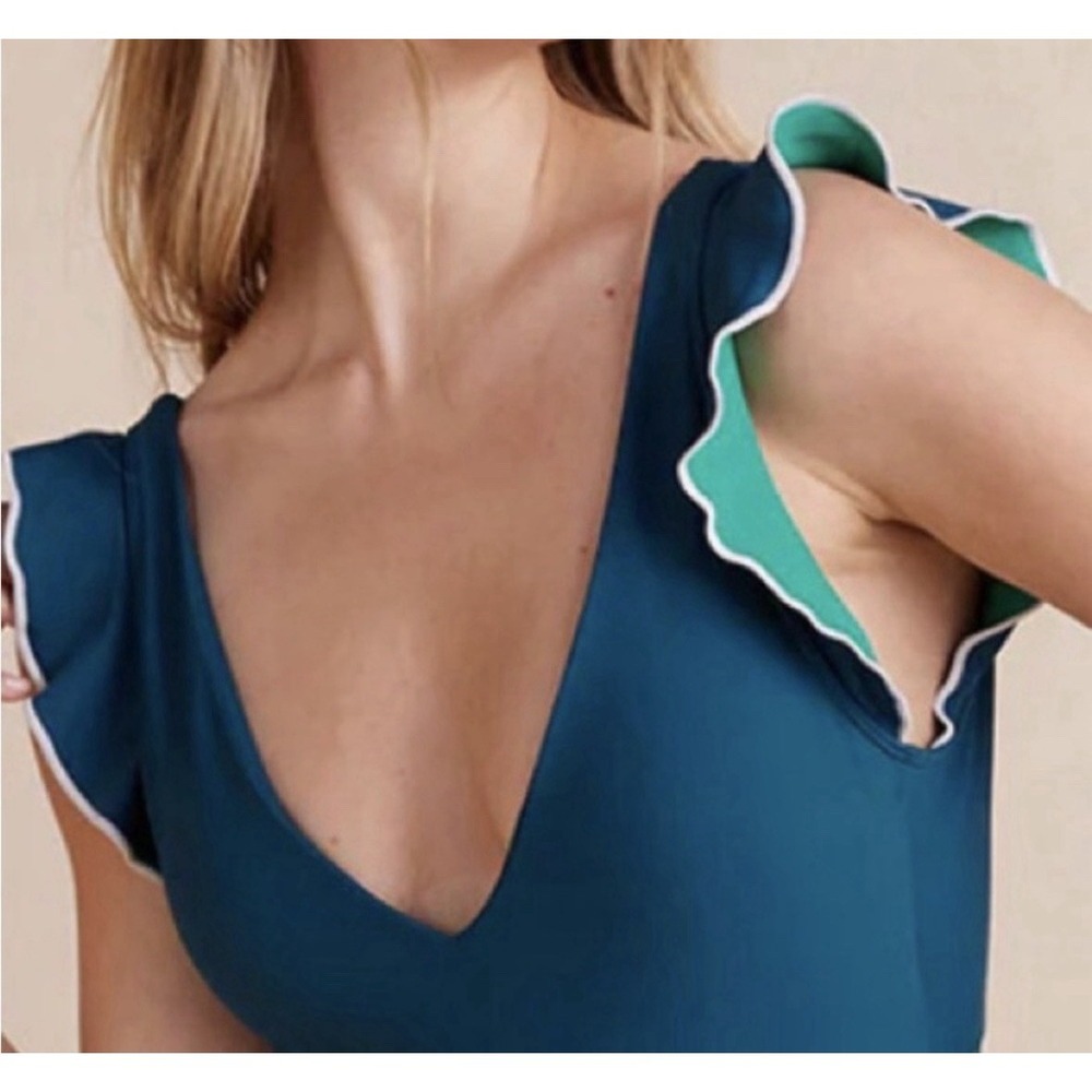 Summersalt Size 8 The Ruffle Backflip Swimsuit Elegant Teal‎ Green One Piece - Picture 3 of 10